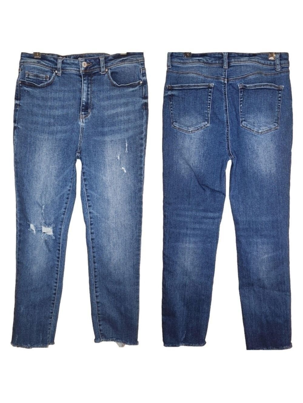 WAX JEAN HIGH RISE SLIM STRAIGHT STRETCH DENIM JEAN DISTRESSED SIZE 30